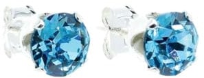 pewterhooter Aquamarine Blue Crystal Sterling Silver Stud Earrings for Women with Gift Box