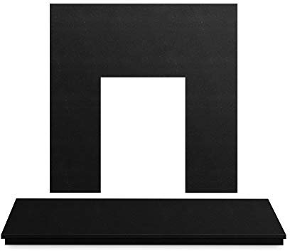 Adam Black Granite Stone Back Panel & Fireplace Hearth, 48 Inch