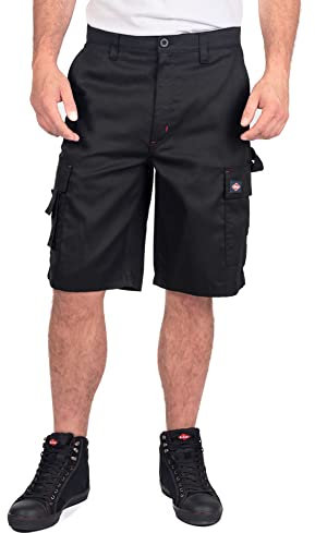 Lee Cooper Workwear Short Cargo Classico Multi Tasche da Uomo, Nero, 38W