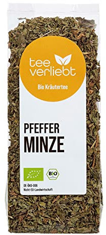 teeverliebt - Bio Pfefferminztee 50 g I Loser Kräutertee Pfefferminze Feinschnitt I Frische getrocknete Minze lose I erfrischend & wohltuend I aus kontrolliert biologischem Anbau I 50 g