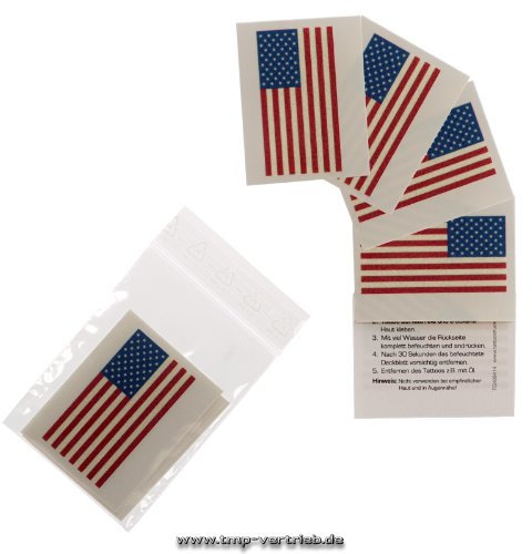 5 x Amerika Tattoo Fan Fahnen Set - America temporary tattoo Flag (5)