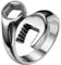 JewelryWe Stainless Steel Polished Biker Mens Ring Mechanic Wrench Design Colour Silver X(with Gift Bag)