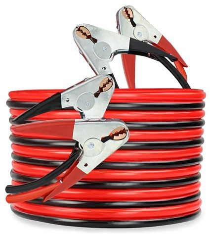 ABN Jumper Cables, 25ft Long, 2-Gauge, 600 AMP – Commercial Automotive Vehicle Booster Cables – Motorcycle Car ATV