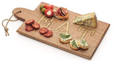 Artesà Mango Wood Cheese Board/Antipasti Serving Board with 'EAT' Lettering, Food Sharing Platter for Sandwiches, Antipasti, Starters and Dinner Parties, 38 x 20.5 cm - Wooden