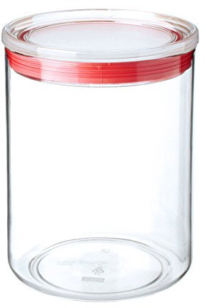 Tatay Bote de Cocina, 1.5L de Capacidad, Hermético, Libre de BPA, Apto Lavavajillas, Transparente - Rojo. Medidas 12.5 x 12.5 x 17 cm