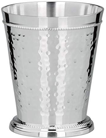 versilberter Schnapsbecher Ø 6.5 cm - kleiner Silberbecher gehämmertes Design - 7.5 cm hoher silberner Trinkbecher ideal für Partys, Feiern, Hochzeiten, Jubiläen oder Silvester