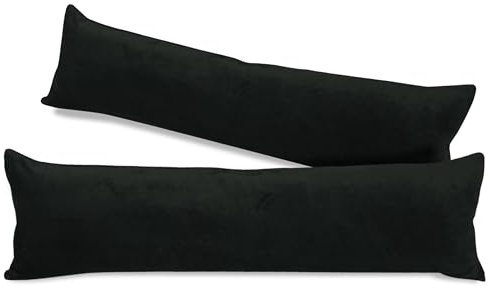 npluseins 2er Pack Kissenhüllen aus Coral-Kuschel-Fleece (2 Stück) 1257.1667, ca. 40 x 145 cm, schwarz