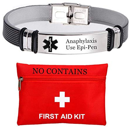 ForeverWill Personalisierte ID Armbänder für Frauen Männer Edelstahl Gesundheitswesen Medizinisches Armband Patient Erste Hilfe Alarm Schmuck für den Notfall,Um Leben Zu retten,Maßgeschneidert