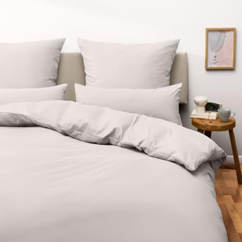 Blumtal Housse de Couette 220x240 cm + 2X taie d'oreiller 65x65 cm - Parure de lit 220x240 certifié Oeko-TEX - - Gris Clair