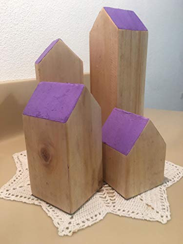 Casette in legno con tetto colorato fatte a mano, in stile minimal