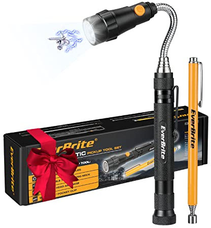 EverBrite Gifts for Men, 2PC Magnetic Pick Up Tool with LED, Birthday Gifts for Him, Gadgets for Men, Gifts for Men Who Have Everything