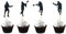 Arthsdite Lacrosse-Cupcake-Topper, schwarzer Glitzer, Lacrosse-Spieler, Cupcake-Picks für Jungen, Eis-Lacrosse-Sport, Thema, Geburtstagsparty-Dekoration, 48 Stück