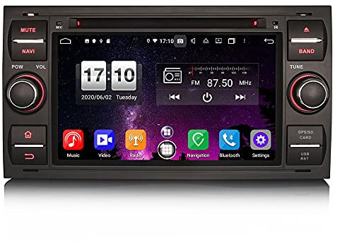 Erisin Android 10.0 8-Core 4GB+64GB Car Stereo Sat Nav For Ford Transit MK7 Fiesta C-Max S-Max Kuga Focus support CarPlay Android Auto DAB+ Bluetooth GPS WIFI 4G SWC OBD2 DVD TPMS DVR USB Head Unit