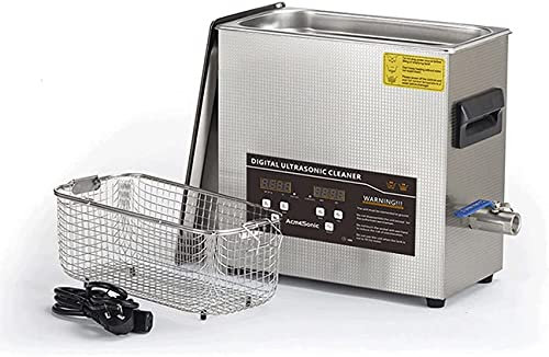 NICETOW Detergente ad Ultrasuoni da 180 W, Lavatrice per Bagno Ultrasonico da 6 L Sonic con Timer Digitale e Riscaldatore, per Anelli di Gioielli Orologi Occhiali da Vista Protesi