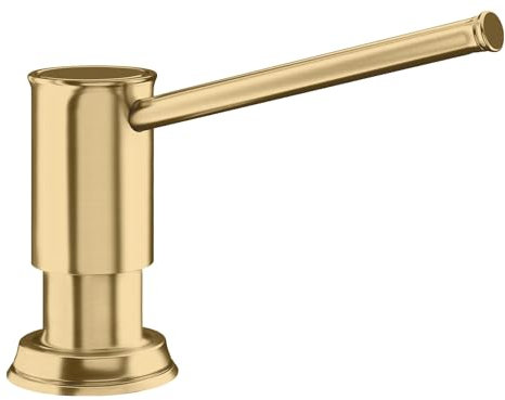 BLANCO LIVIA Spülmittelspender in satin gold | Passend zu allen BLANCO-Küchenarmaturen | Bequem von oben zu befüllen | Spüli | Seifenspender | 35 mm Lochbohrung erforderlich | Flascheninhalt 300 ml