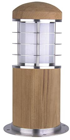 Licht-Erlebnisse Kleine Pollerleuchte außen Edelstahl Holz 24 cm Skandinavisch IP55 E27 Wegeleuchte Außenlampe Garten