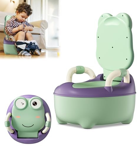 YRHome Töpfchen Kinder Babytopf WC/Klo Toiletten Training Frosch-Design Toilettentrainer Baby Kindertoilette Toilettensitz Klositz mit Rückenlehne, Griffe, abnehmbarem Behälter(Typ A, Grün)