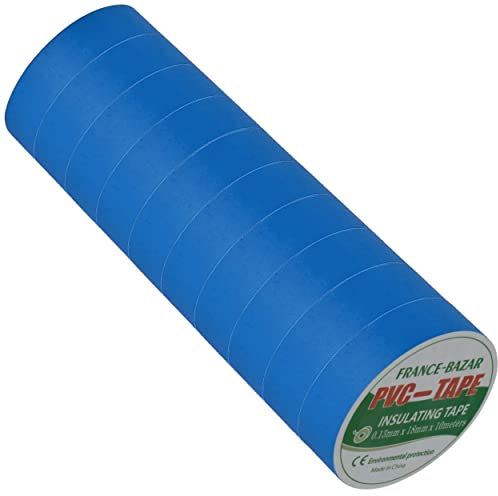 Ruban adhésif isolant électrique | Rouleau isolation thermique PVC pour réparation voiture, vélo, bricolage, gaine électricien, Chaterton Haute qualité | 10m x 18mm Couleur Bleu | Lot de 10 Rouleaux