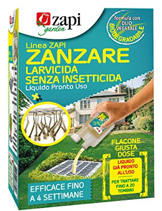 Zapi Garden | Zapi Zanzare Larvicida Senza Insetticida - Liquido Pronto Uso con Olio Vegetale Biodegradabile, Efficace fino a 4 Settimane, 100ml