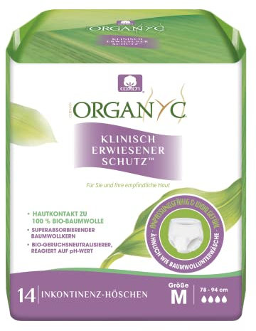 Organyc - Blasenschwäche-Unterwäsche aus Bio-Baumwolle - schützt vor ungewolltem Harnverlust und schlechten Gerüchen, Größe M, 14 Stück