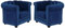 Vente-unique-Sessel 2er-Set - Samt - Dunkelblau - Chesterfield
