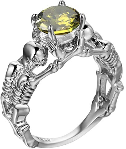 Ring Mädchen, Damenring mit Stein Ringe Silber Frauen Totenköpfe mit Zirkonia Ring Frauen 62