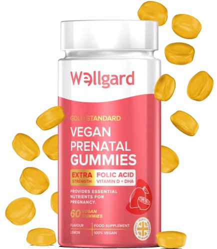 Wellgard Vegan Prenatal Gummies - Pregnancy Vitamin Gummies for Women, DHA, Folic Acid, Vitamin D3, UK Formulated