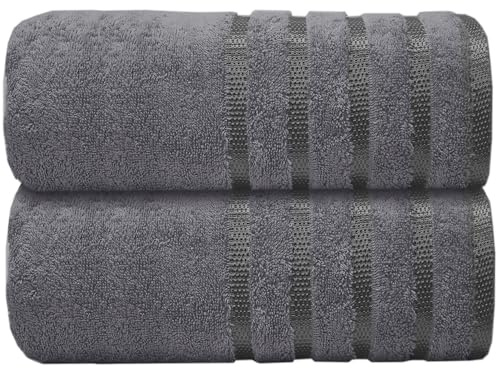 Casabella Deluxe 2 Piece Jumbo Bath sheet 90x180 cm 100% Cotton Extra Large Bath Towels Highly Absorbent Grey Bath sheets Towels