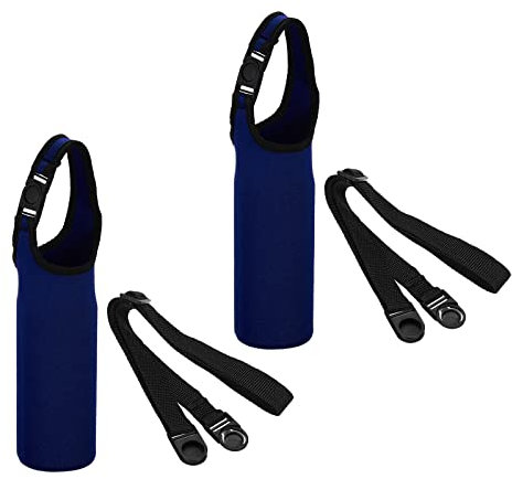 PATIKIL 67mmx185mm Water Bottle Sling Bag, 2 Pack Neoprene Portable Insulated Bottle Holder Carrier with Removable Adjustable Shoulder Strap, Navy Blue