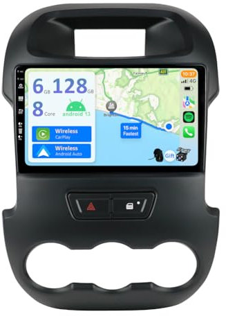 YUNTX [6GB+128GB] Android 14 Autoradio für Ford Ranger (2011-2016)-2 Din-[Integriertes CarPlay/Android Auto/DSP/GPS]-9” IPS 2.5D Touch-Screen-Kamera+MIC-DAB/Lenkradsteuerung/Mirror Link/WiFi/4G