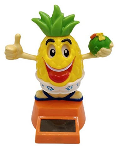 BYNYXI Solar Wackelfigur Ananaskopf, Tanzende Auto Solarfigur Wackelhund Ananaskopf Faultier Dekofigur Solarbetriebene Tanzfiguren Armaturenbrett Deko für Auto, Büro, Schreibtisch,7cmx6cmx10cm