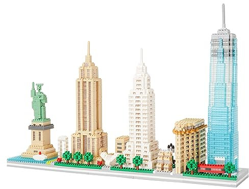 LULUFUN Bauklötze Set, Architektur New York Skylines Baukasten, Mini-Baukasten für Erwachsene, Spielzeuggeschenke für Geburtstag, Weihnachten, Neujahr, 3452 Teile