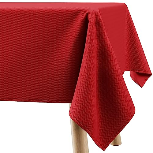 Filumi Tischdecke 140x220 cm Rot Abwaschbar Für Indoor Outdoor geometrisches Zickzackmuster Verte