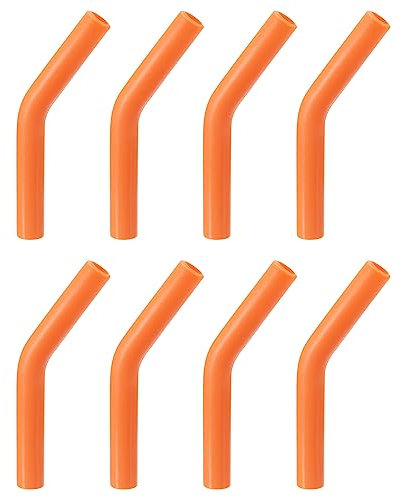 sourcing map 8pcs Silicone Straw Tips, Silicone Straw Elbows Tip, Soft Reusable Metal Straw Covers Fit for 6mm/0.24 OD Stainless Steel Straws, Orange
