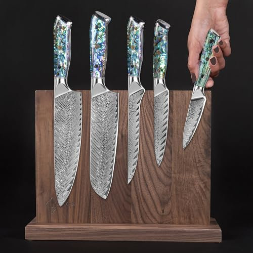 SENKEN Premium Black Walnut Wood Magnetic Knife Block - Double Sided Ultra Strong Neodymium Magnets - Knife Holder for 16 Knives (Black Walnut Wood)
