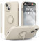 pcgaga Silicone Phone Case for iPhone 15 Plus with Screen Protector [Ring Holder Stand] [Wrist Strap] [Microfiber Lining] Slim Shockproof Protective Cover, 6.7 White