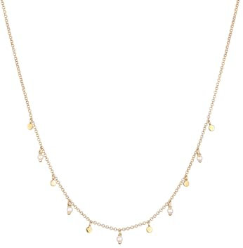 Elli Halskette Damen Plättchen Anhänger Perlen Elegant in 925 Sterling Silber vergoldet