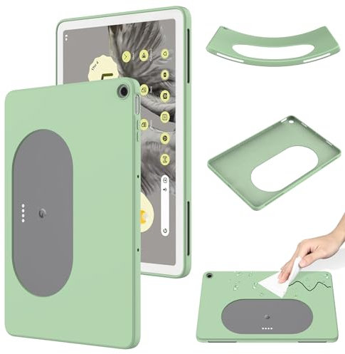 YKTO Custodia Silicone Liquido Premium per Google Pixel Tablet Cover Morbida Braccialetto Custodia Ultra Sottile Caso Protettiva Copertura Bumper Antiurto Antigraffio Funzione Custodia,Verde