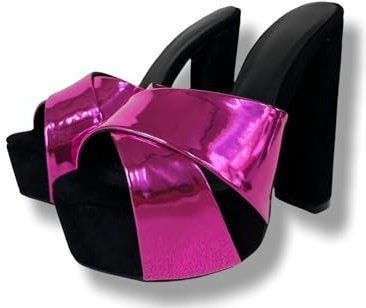 Frankie Hsu Sandali da donna sexy con plateau grosso e tacco alto, rosa iper fucsia con cinturino incrociato, grandi dimensioni US5-19 scarpe per donne uomini, Rosa, 48 EU