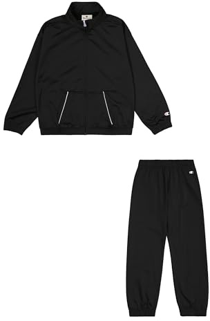 Champion Mädchen Legacy Script Shop G (405048) -Special Polywarpknit Semi-Dull High-Neck Trainingsanzug Kinder, Schwarz (KK001), 9 Jahre
