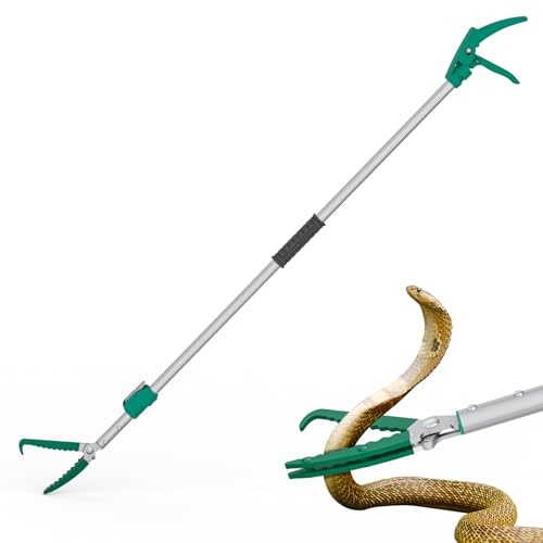 GYORGKSHI 78 Extendable Snake Grabber Reptile Tongs Rattle Snake Catcher Wide Jaw Handling Tool with Lock and Comfortable Grip