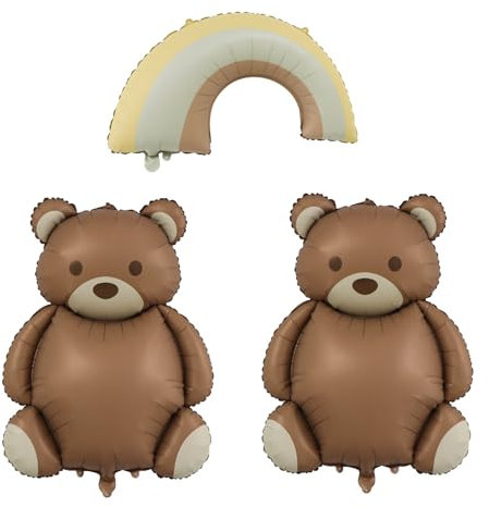 ALEGRE® Bär Geburtstag Deko,Bär Folienballon Set,Bären Geburtstagsdeko Junge Mädchen,Bär Luftballons Tiere Ballons,Bär Braunen Helium Ballons für Deko Kindergeburtstag,Waldtiere Geburtstag,Baby Shower