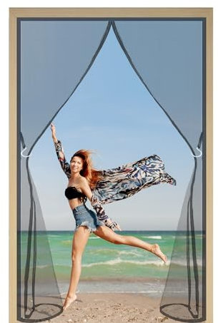 Porta Con Schermo Magnetico Tenda 275x270cm Traspirante Anti Zanzare Insetti Rete Tenda Chiusura Automatica Porta Zanzariera Totalmente Calamite per Porte Finestre Balcone Soggiorno Nero