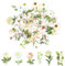 100 Blumen Scrapbooking Aufkleber,PET Transparente Pflanzen Aufkleber,Vintage Bunte Blumenaufkleber,Flower Stickers für Scrapbook Fotoalbum Tagebücher Laptops Karten (Weiß)