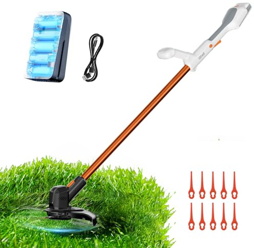 Litheli Akku Rasentrimmer 20V, 25cm Rasentrimmer mit Akku und Leistungsstarkem Motor, 2.0 Ah Akku, Geeignet für Gartenrasen und Außenschnitt, Rasentrimmer