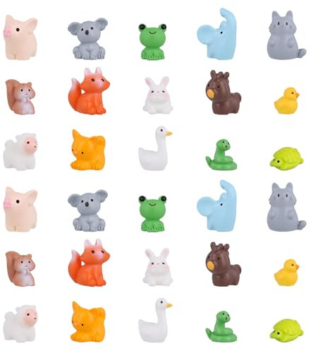 30pcs Mini Animaux Résine, 15 Styles Petits Animaux en Résine Décoration Jardin Miniature Mini Figurines Animaux pour Bricolage Paysage Miniature Maison de Poupée Décoration