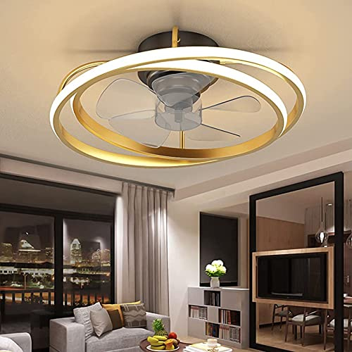 Ventilador de Techo con Iluminación Led Invisible Mute Fan Lámpara Araña Moderno Regulable 30W Ventilador Luces de Techo con Control Remoto Aluminio Sala de Estar Dormitorio Ventiladores Luz de Techo