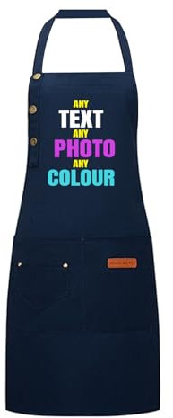 Generisch Schürze Personalisiert mit Foto Text Logo, Grillschürze für Männer, Kochschürze Herren Damen, Schürzen für Kochen, Küche, Grillen, Kaffeehaus #2