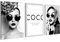 Novart Bilder Set Coco Fashion - Kein Extra Rahmen benötigt - Wandbilder für Wohnzimmer Mädchen Teenager - 3 Teilig Deko Schwarz Weiss - N028736a