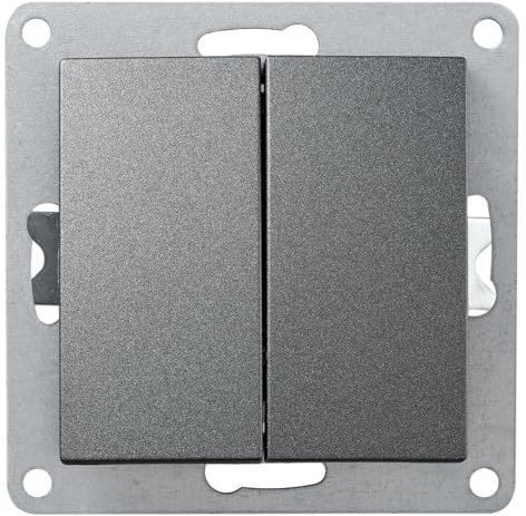 Botón doble | Estilo | Pulsador de empotrar 10A doble pulsador on off 250V con embornamiento por tornillo, antracita gris oscuro mate